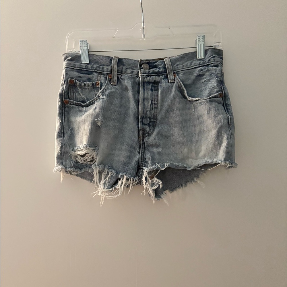 Levi's Blue Distressed Jean Shorts